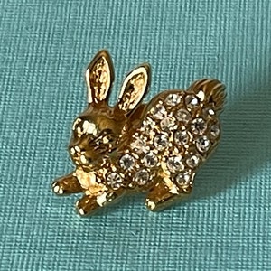 Vintage bunny brooch, bunny tie tack, rhinestone bunny pin, Easter jewelry, Easter rabbit pin, rabbit lapel pin, Easter tie tack, rhinestone
