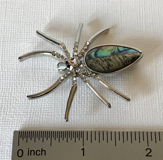 Green and blue abalone spider pin spider brooch, … - image 5