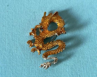 Vintage dragon brooch, orange dragon pin, dungeons, thrones, house of dragon, dragon jewelry, New Year's dragon, serpent pin, vintage dragon