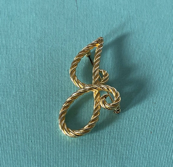 Large Vintage Letter J Brooch Gold Letter J Pin Let Gem