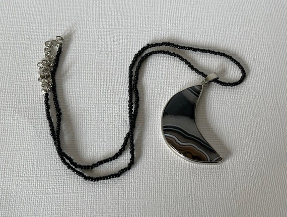 Crescent moon necklace, black agate moon necklace… - image 7