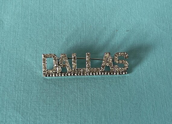 Vintage rhinestone Dallas brooch, Dallas jewelry, Dallas Tx, dallas cowboys, dallas stars, dallas mavericks, dallas brooch vintage, Dallas