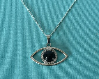 Collana con occhio di Allah, collana con occhio in agata nera, protezione contro l'occhio di Allah, collana con occhio nero, collana con occhio da 20", gioielli con occhio di Allah, occhio nero