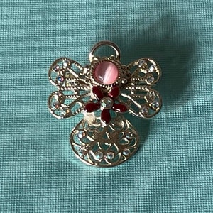 Vintage angel brooch, pink angel pin, silver angel pin, rhinestone angel brooch, Christmas angel pin, guardian angel religious jewelry angel