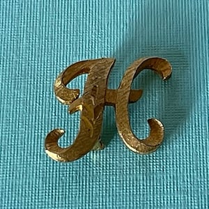 Vintage Letter H brooch, gold letter H pin, signed Mamselle H brooch, letter H jewelry, monogram H pin, initial jewelry, gold letter H pin