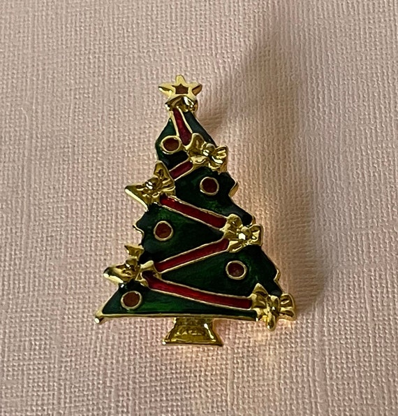 Vintage Christmas tree brooch, Christmas jewelry, 
