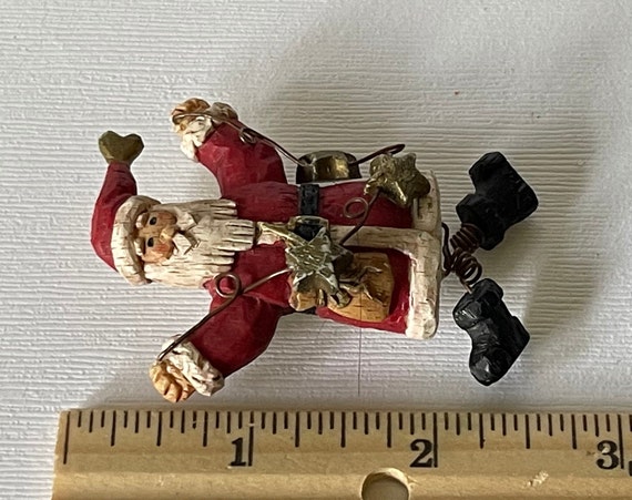 Vintage Santa brooch, Santa with stars brooch, Sa… - image 5