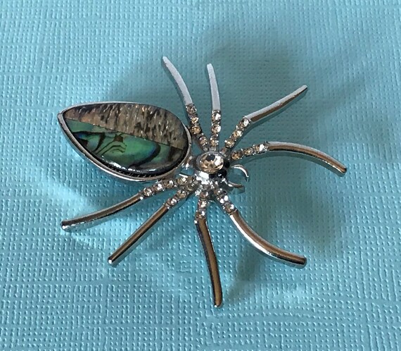 Green and blue abalone spider pin spider brooch, … - image 2