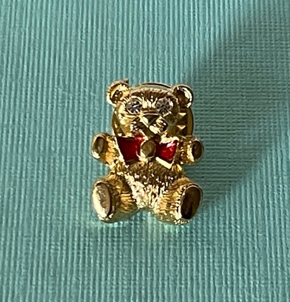 Vintage teddy bear tie tack, teddy bear lapel pin… - image 1