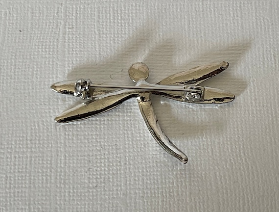 Vintage dragonfly brooch, silver dragonfly pin, rhinestone dragonfly brooch, dragonfly jewelry, insect jewelry, dragonflies, dragonfly pin