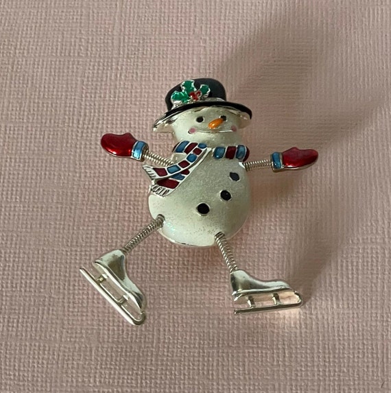 Vintage snowman brooch, signed Danecraft snowman … - image 5