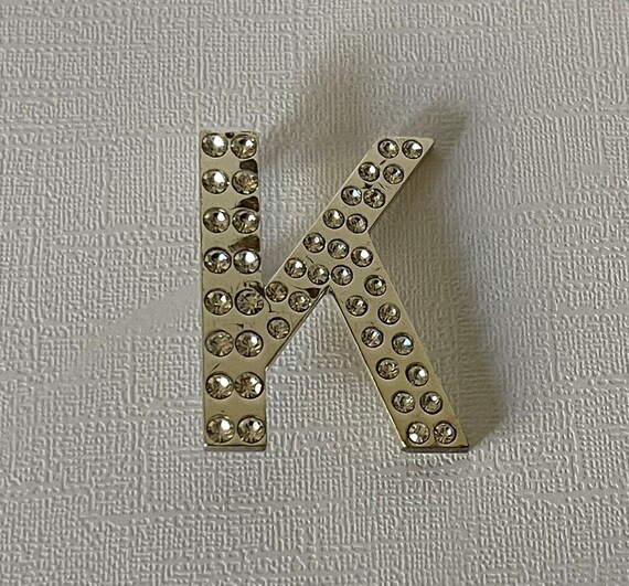 Large vintage letter K brooch, silver letter K pin, r… - Gem
