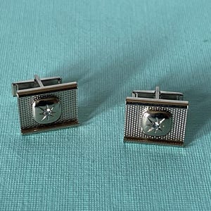 Gemelos vintage, gemelos de plata, gemelos de diamantes de imitación azules, regalos para papá, regalos para hombres, accesorios para hombres, gemelos, gemelos