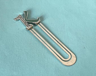 Vintage letter K bookmark, Large paperclip letter K, rhinestone letter K bookmark, rhinestone letter k paperclip, letter K accessories,