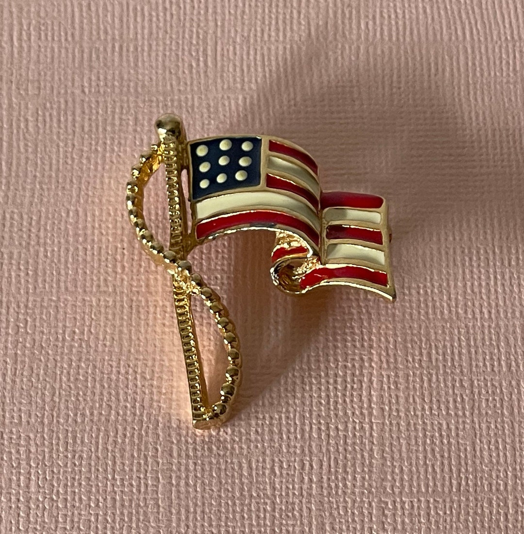 Vintage American Flag Brooch USA Flag Brooch MAGA Patriotic Etsy