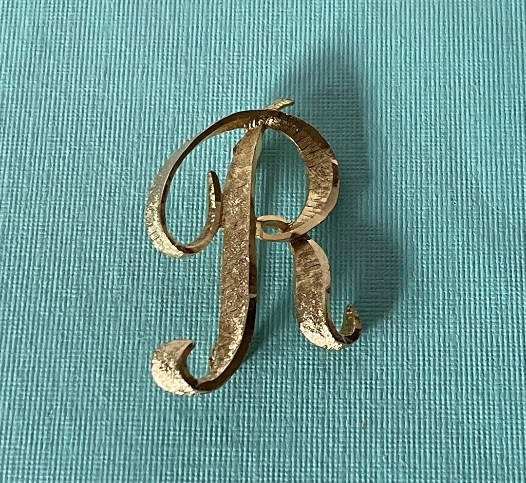 Vintage Letter R Brooch Signed Mamselle Brooch Gold Letter R - Etsy