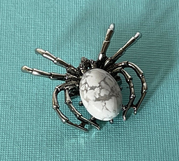 White turquoise spider brooch, tarantula brooch, … - image 2