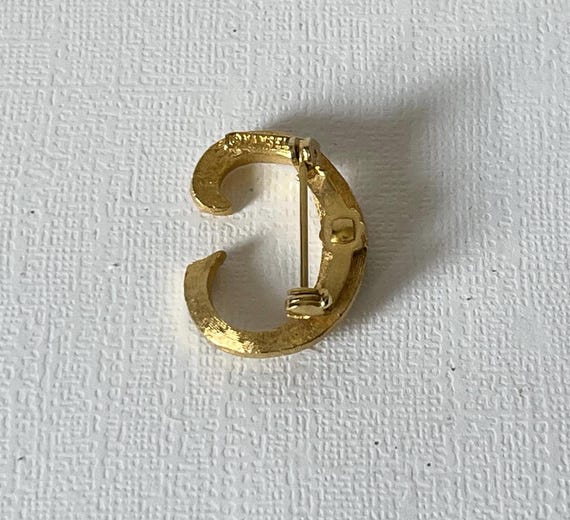 Vintage Letter C brooch, brooch, singed Mamselle C brooch, monogram C brooch, gold Letter c pin letters brooch Letter C pin Letter C jewelry View 6