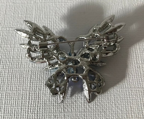 Rhinestone butterfly brooch, blue butterfly pin, … - image 5