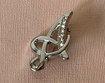 Vintage letter A brooch, letter A jewelry, rhinestone letter A pin silver letter a brooch monogram a pin, initial a brooch, letter a vintage