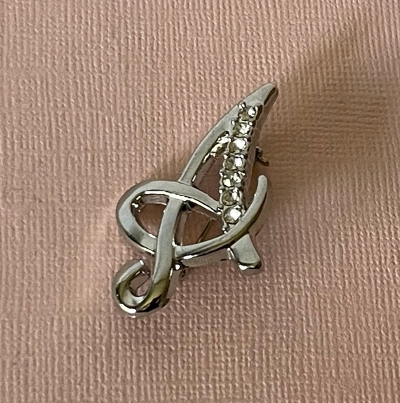 Vintage letter A brooch, letter A jewelry, rhinest