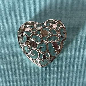 Vintage heart brooch, signed AK, Anne Klein heart brooch, silver heart pin, heart jewelry, Valentine's day, Valentine's heart wedding heart