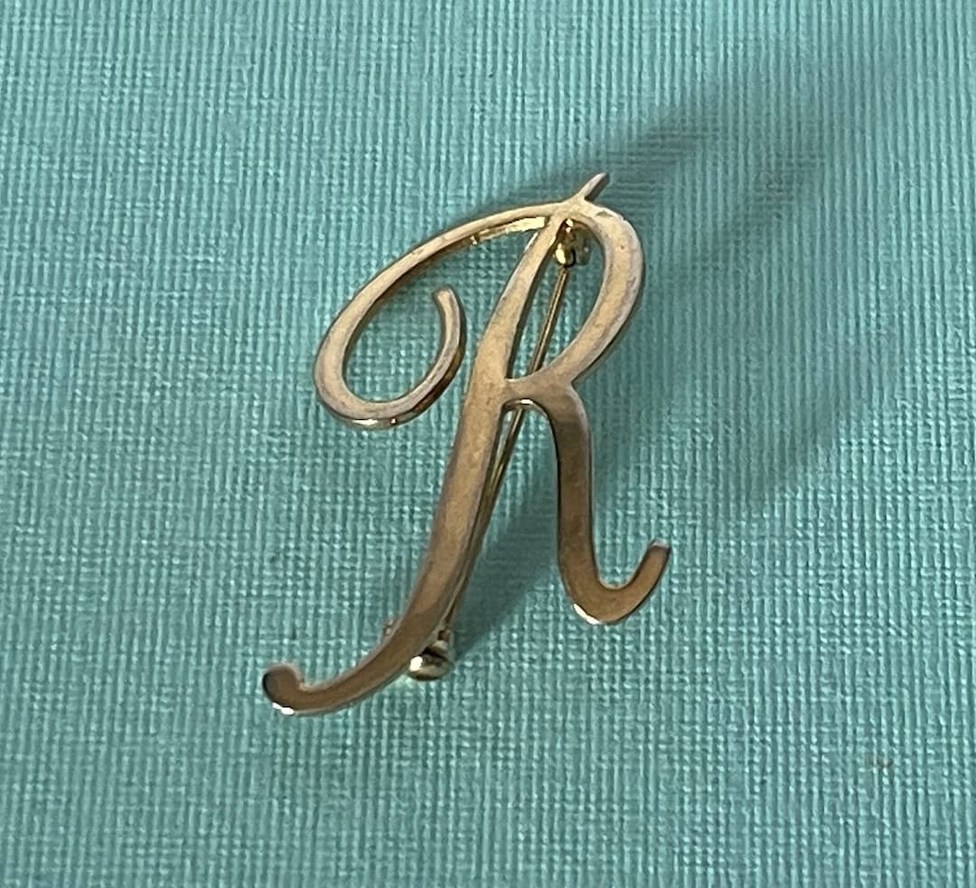 Vintage Letter R Brooch, Gold Letter R Pin, Letter R Jewelry, Initial R ...