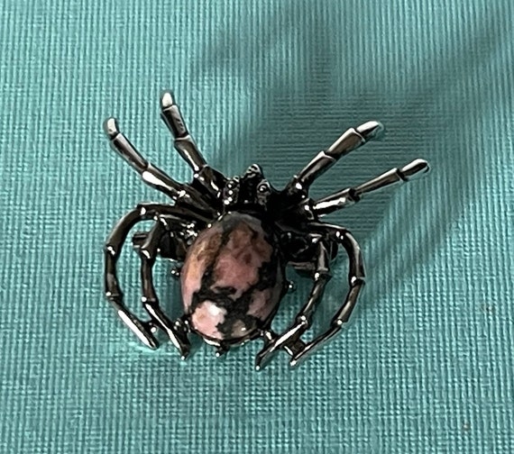 Rhondonite Spider Brooch Spider Pin Spider Jewelry Gem