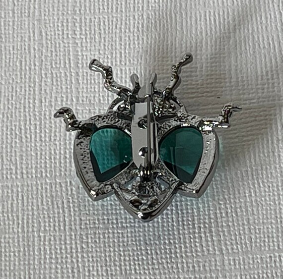 Rhinestone beetle brooch, blue rhinestone bug pin… - image 6