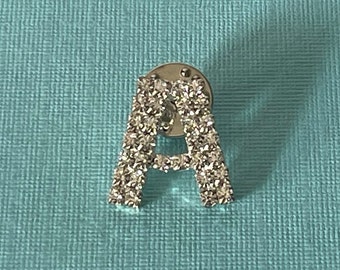 Vintage letter A brooch, rhinestone letter A pin, letter a jewelry, monogram a brooch, letter a vintage, initial a pin, rhinestone a brooch