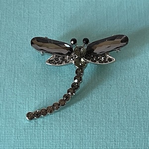 Black rhinestone dragonfly pin, dragonflies, insect pin, dragonfly brooch, black rhinestone dragonfly pin, bug pin, dragonfly brooch, insect