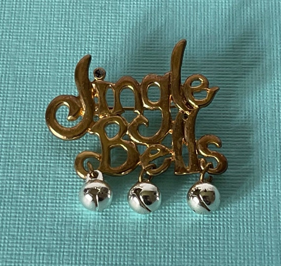 Vintage jingle bells brooch, jingle bells pin, Chr
