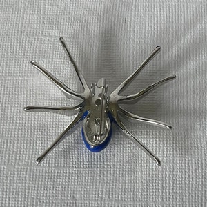 Blue spider brooch, rhinestone spider pin, Halloween spider pin, spider jewelry, tarantula pin blue spider brooch Halloween jewelry spider image 6