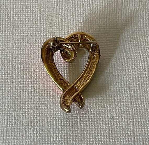 Vintage heart brooch, heart jewelry, pink heart b… - image 6