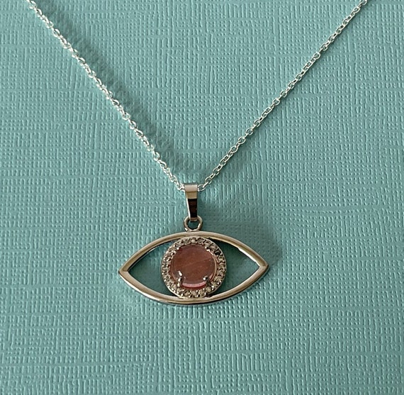 Evil eye necklace, cherry quartz evil eye necklac… - image 5