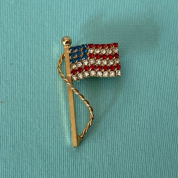 Rhinestone Flag Pin - Etsy