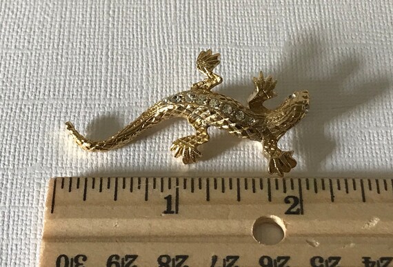 Vintage rhinestone lizard brooch, signed Gerry's … - image 3