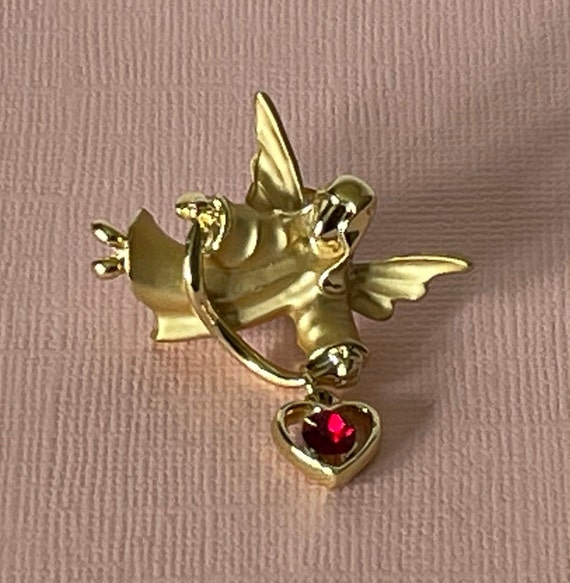 Vintage angel brooch, gold angel brooch, angel wi… - image 2