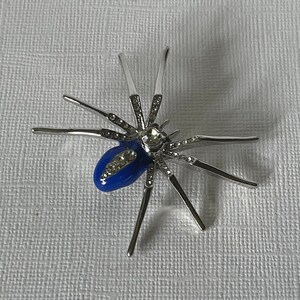 Blue spider brooch, rhinestone spider pin, Halloween spider pin, spider jewelry, tarantula pin blue spider brooch Halloween jewelry spider image 4