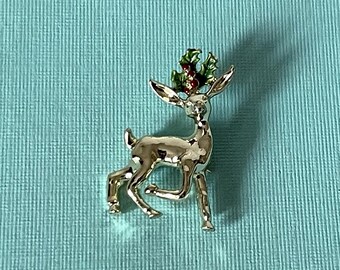 Vintage reindeer brooch, signed Gerry's reindeer pin, rudolph brooch, Christmas brooch, Christmas jewelry, holiday jewelry, reindeer pin