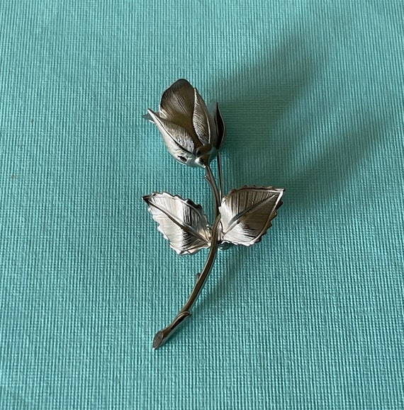 Vintage rose brooch, single rose pin, rose brooch… - image 1