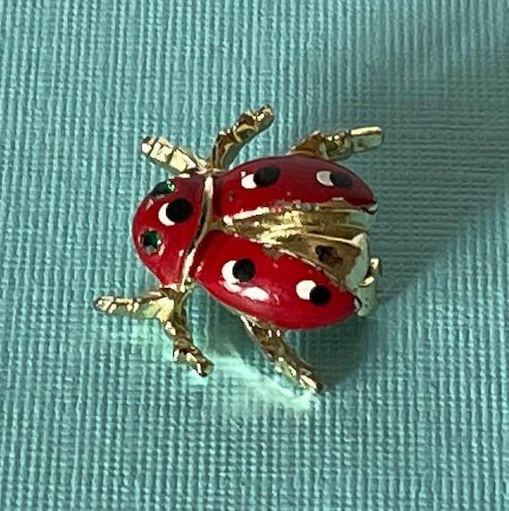 Vintage lady bug brooch, lady bug pin, insect brooch, ladybugs, ladybug brooch, vintage lady bug, gold lady bug, red lady bug, bug jewelry