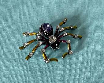Spilla Ragno Con Cristalli Viola - Accessorio Gioiello Animali E Insetti
