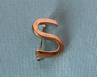 Vintage letter S brooch, signed Monet letter S pin, gold letter S brooch, letter S jewelry, initial s pin monogram s brooch, letter s brooch