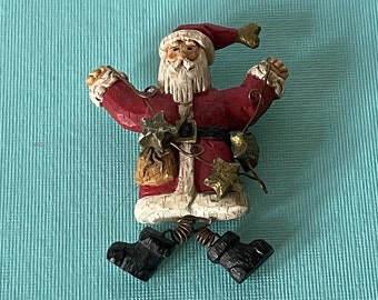 Vintage Santa brooch, Santa with stars brooch, Santa Clause brooch, Santa jewelry, Kris Kringle, Christmas brooch Christmas jewelry, holiday