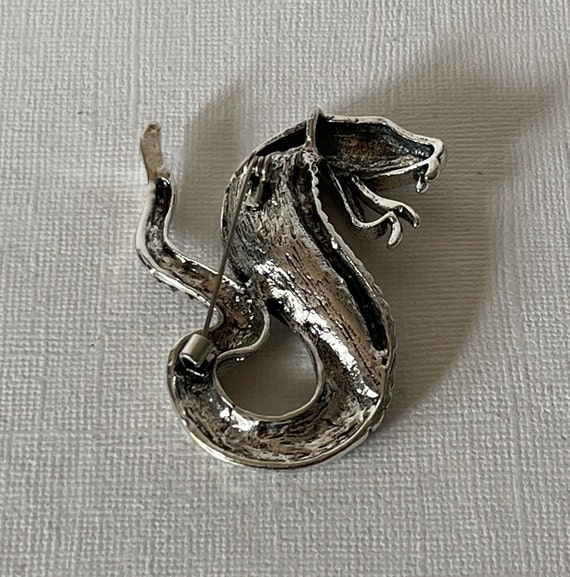 Rhinestone snake brooch, silver snake pin, snake … - image 5