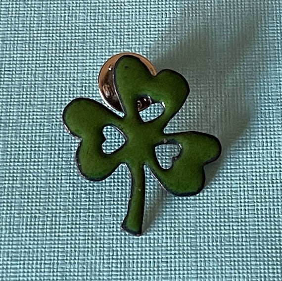 Vintage shamrock brooch, vintage clover brooch, S… - image 2