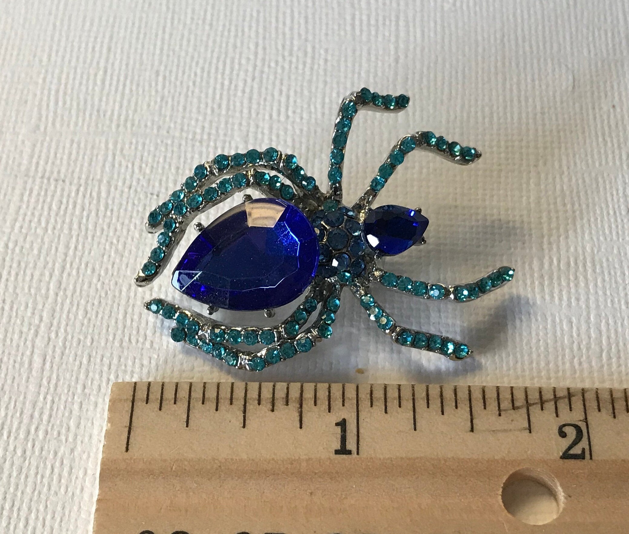 Broche De Araña De Pedrería Azul Joyería De Arañas Pini