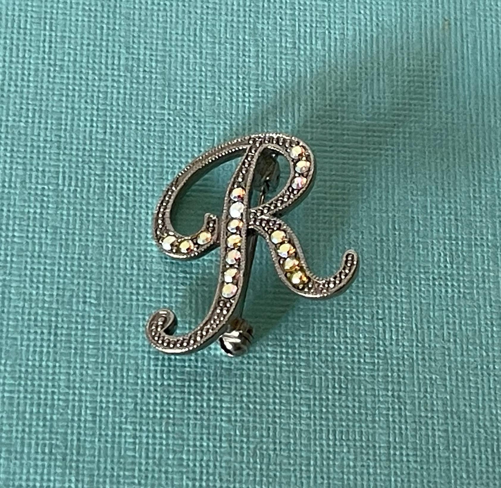 Vintage Letter R Brooch, Rhinestone Letter R Pin, Letter R Jewelry ...