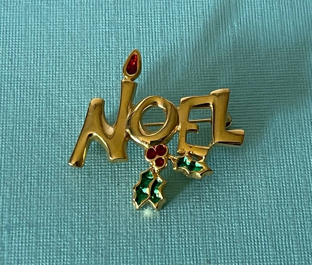 Vintage Noel Brooch, Holiday Pin, Christmas Brooch, Noel Pin, Christmas ...